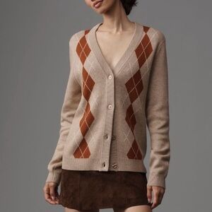 KULE Deane Long-Sleeve V-Neck Wool-Blend Cardigan Sweater Large